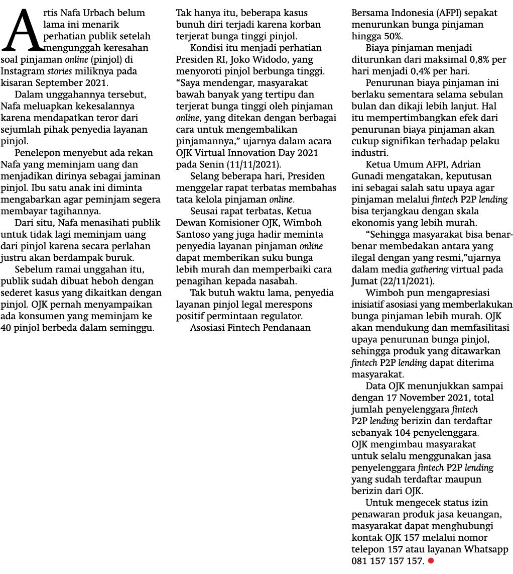 Artis Nafa Urbach belum lama ini menarik perhatian publik setelah mengunggah keresahan soal pinjaman online (pinjol)    