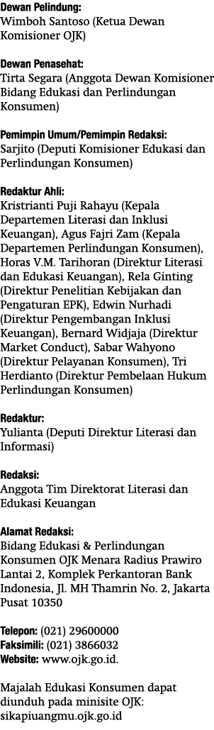 Dewan Pelindung: Wimboh Santoso (Ketua Dewan Komisioner OJK)  Dewan Penasehat: Tirta Segara (Anggota Dewan Komisioner   