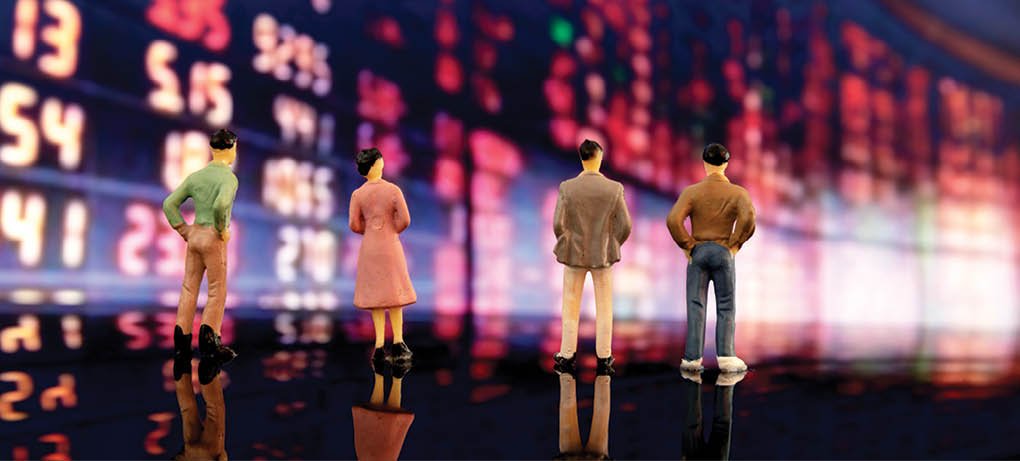 Market share and challege competitor for excellent growing with stock board background 