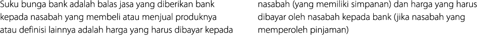 Suku bunga bank adalah balas jasa yang diberikan bank kepada nasabah yang membeli atau menjual produknya atau definis   