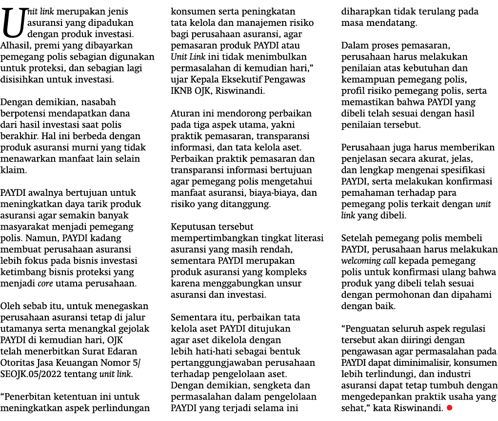 Unit link merupakan jenis asuransi yang dipadukan dengan produk investasi. Alhasil, premi yang dibayarkan pemegang po...