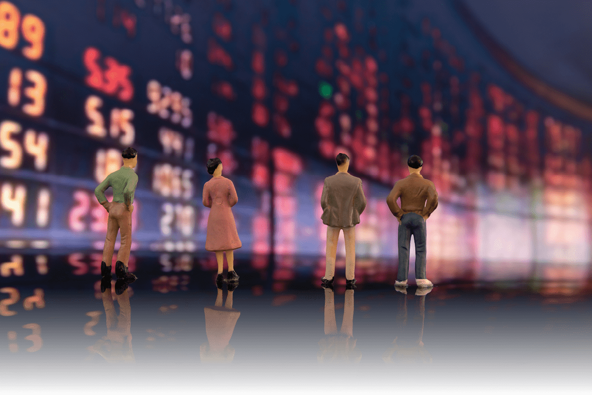 Market share and challege competitor for excellent growing with stock board background.