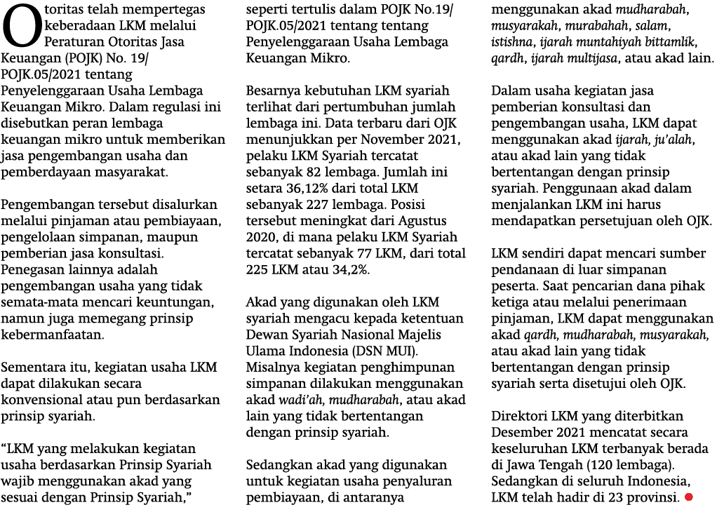 Otoritas telah mempertegas keberadaan LKM melalui Peraturan Otoritas Jasa Keuangan (POJK) No. 19/POJK.05/2021 tentang...
