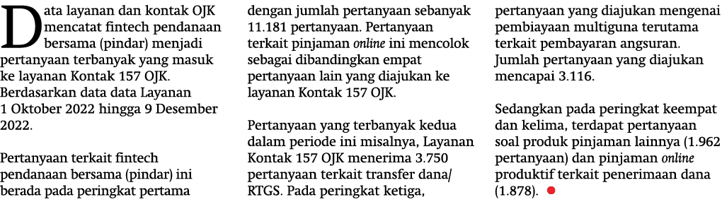 Data layanan dan kontak OJK mencatat fintech pendanaan bersama (pindar) menjadi pertanyaan terbanyak yang masuk ke la...