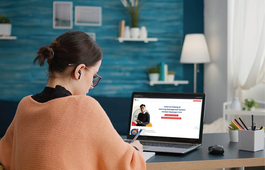 Student working form home on laptop to do internet research, learning college education on online class lesson. Woman doing homework assignment on notebook, taking notes and learning.